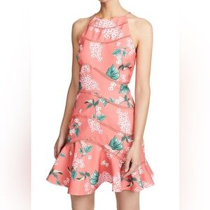 Keepsake The Label Floral Tiered Dress Halter Flounce Knee Length Wild Thoughts